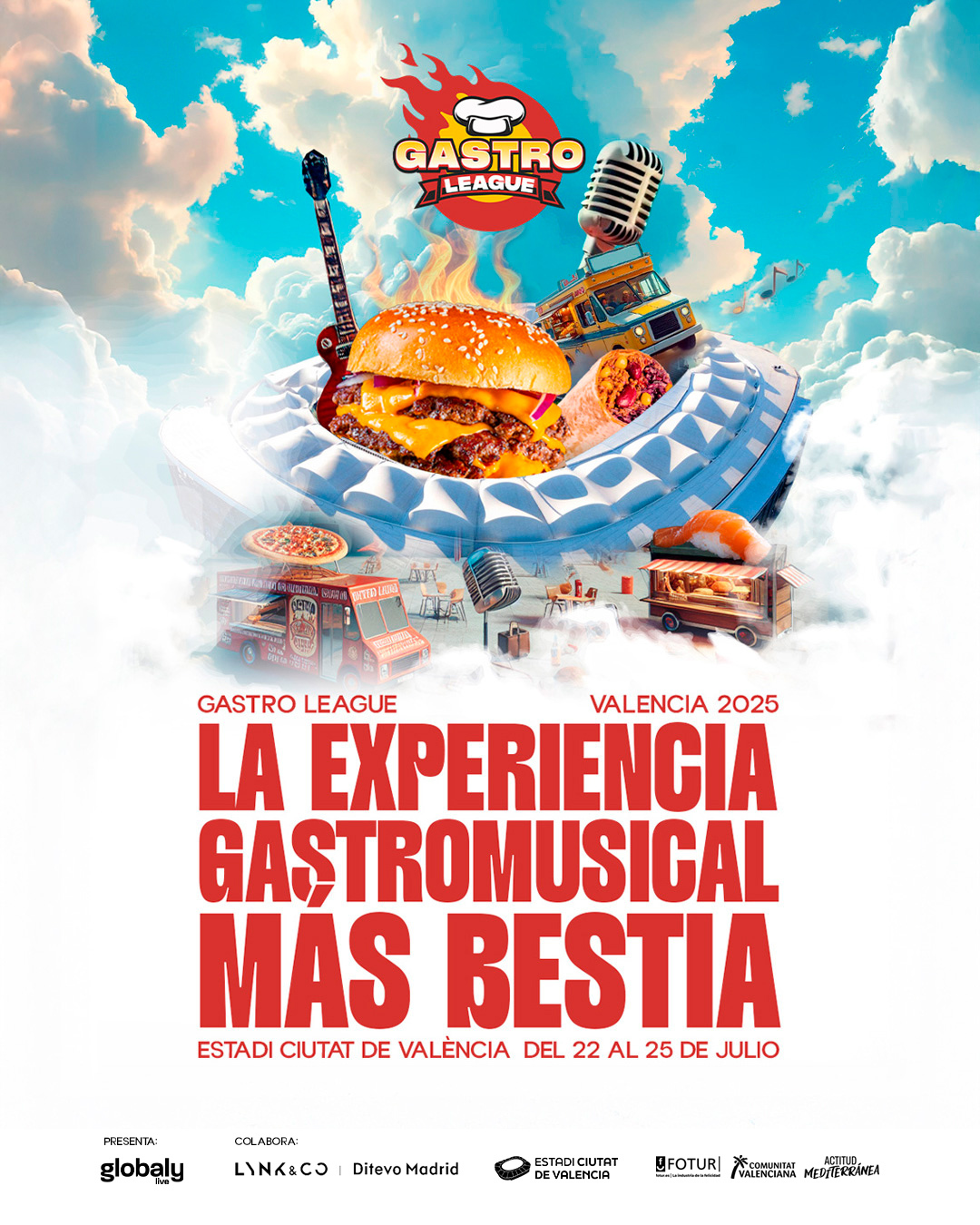Gastro League — pieza con claim gastromusical y Valencia 2025