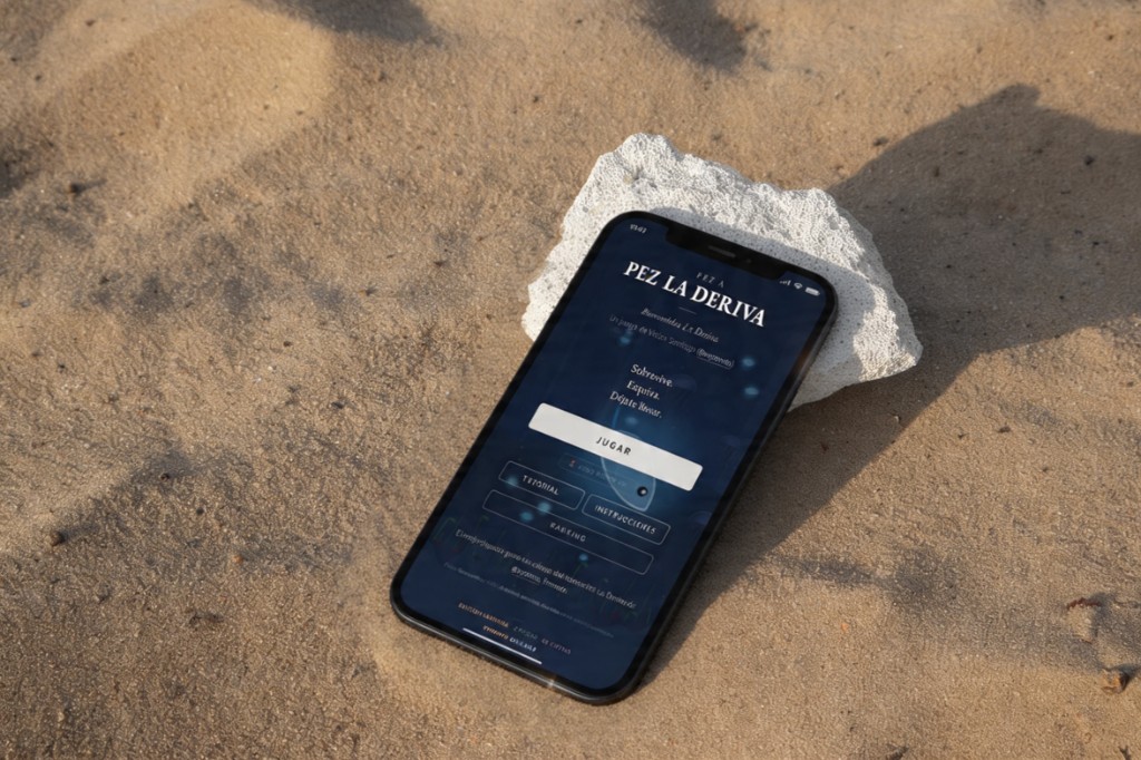 La Deriva en pantalla de móvil sobre la arena